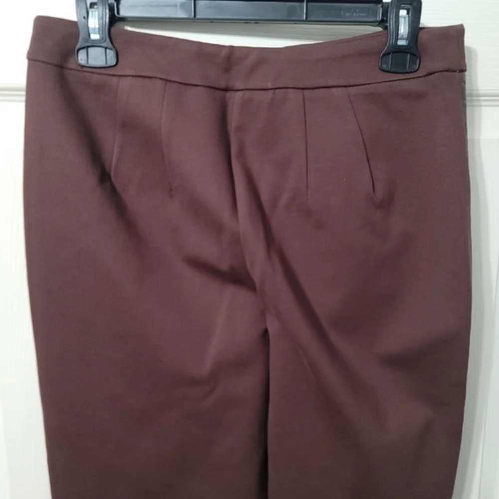 Joan Rivers Women's Petite Pants S/P Signature Knit Faux Leather‎ Brown a461883